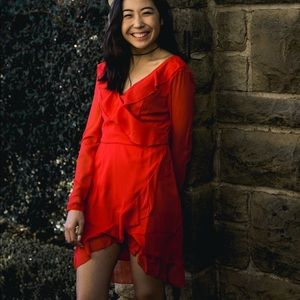 Red wrap dress